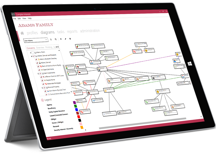 relationship diagram on tablet